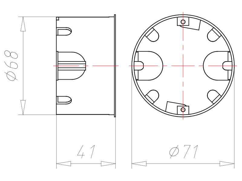 Hohlwanddose Ø68x41mm Kst rnd IP3X