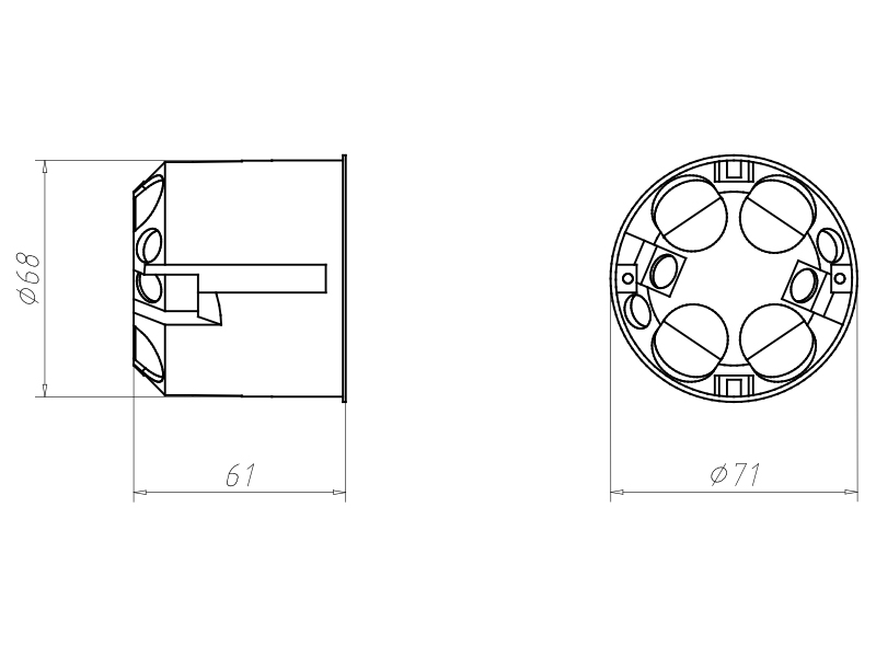 Verbindungsdose HW Ø68x61mm Kst IP3X rnd Ger/VerbDose/kast