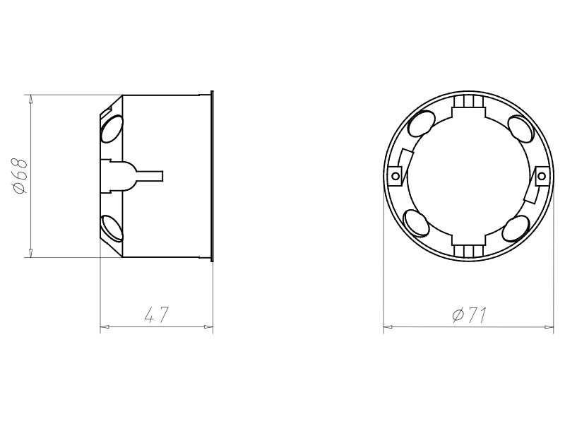 Hohlwanddose luftd Ø68x47mm Kst rnd IP3X