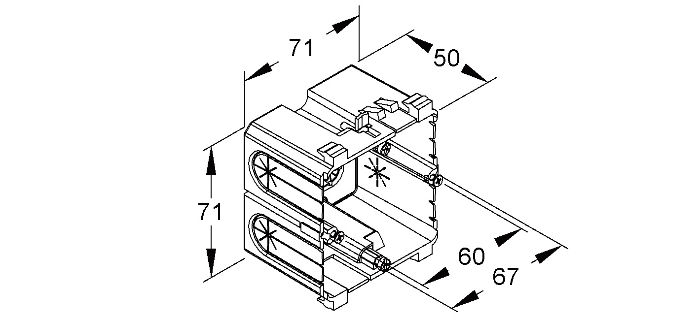 Geräteeinbaudose GEB-K 1f Front schraub Tragring/bügel 60/67,5mm geschl