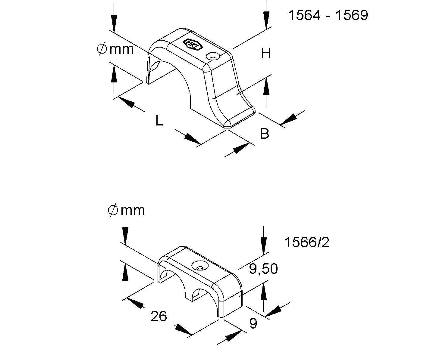 Nagelschelle Ø2-4mm lgr Kst