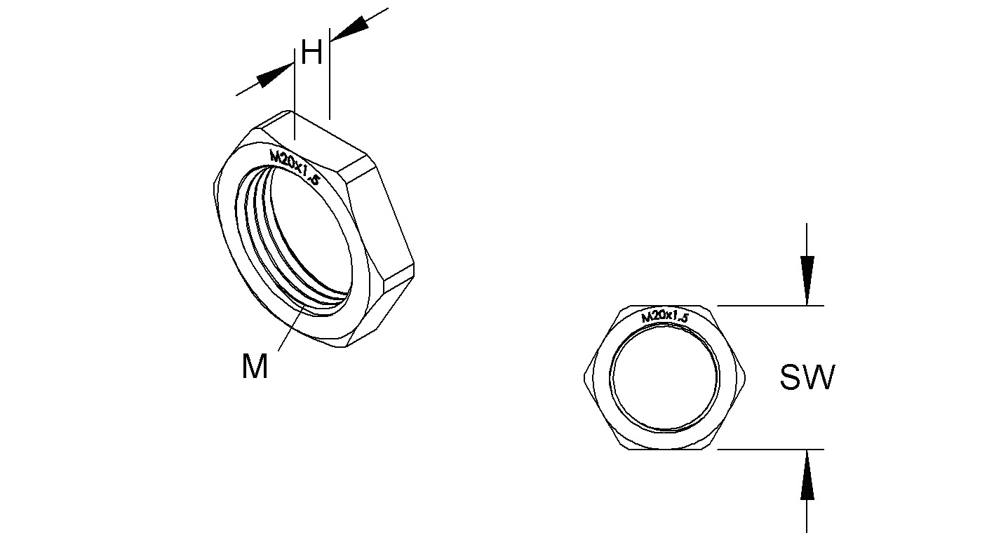 Gegenmutter M12 PA unbeh hfr lgr Polyamid (PA) Glasfaserverstärkt