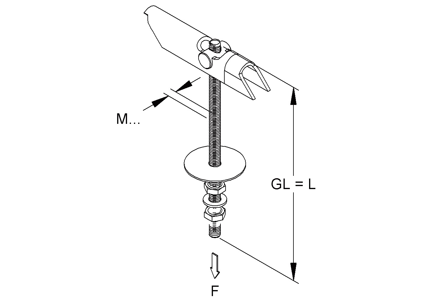 Kippdübel Ø13mm ST M5x100mm m.GewSchaft Mit Sechskantmutter