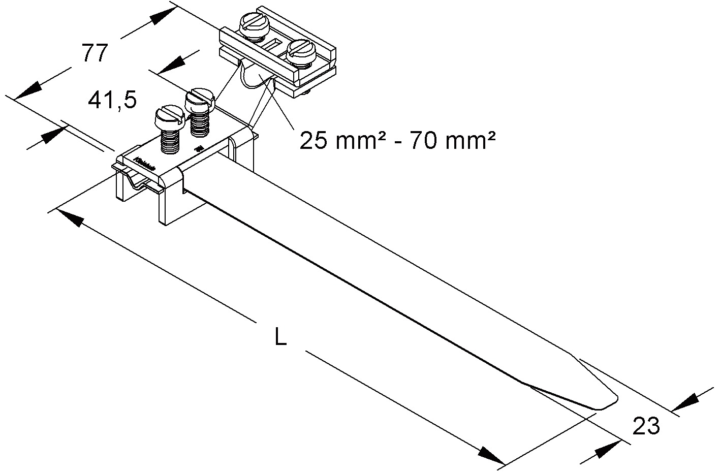 Erdungsrohrschelle Ms 25-48mm vernick 1f 25-70qmm