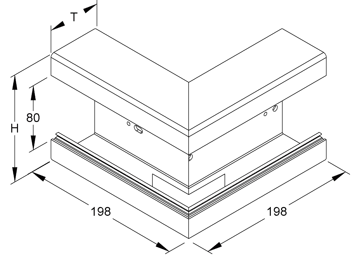Außeneck GEB-K 66x173mm UT 90° Kst lgr RAL7035 unbeh