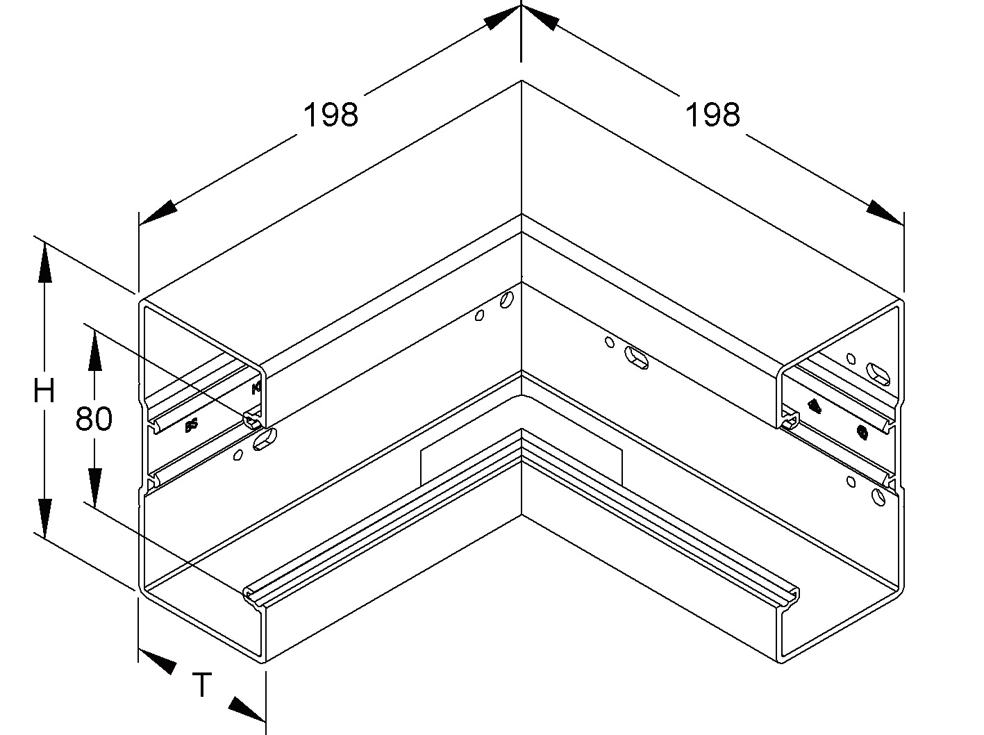 Inneneck GEB-K Kst UT 173x66mm rws unbeh RAL9010