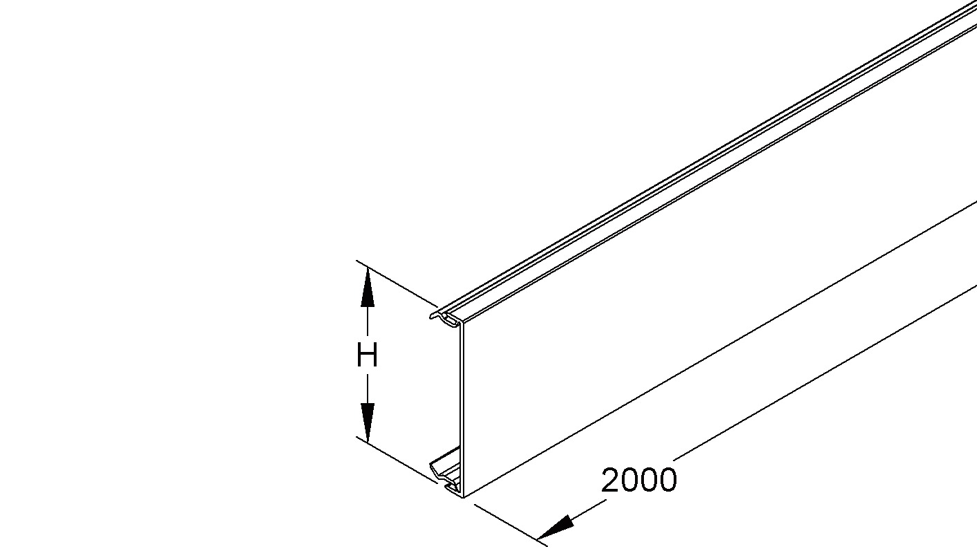 Oberteil GEB-K Kst rws 80x2000mm unbeh glatt RAL9010