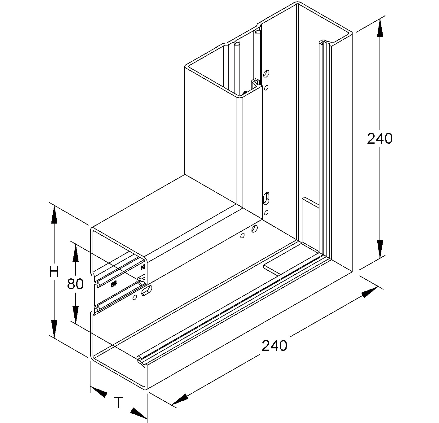 Flachwinkel GEB-K UT 66x173mm Kst sbr unbeh RAL8014