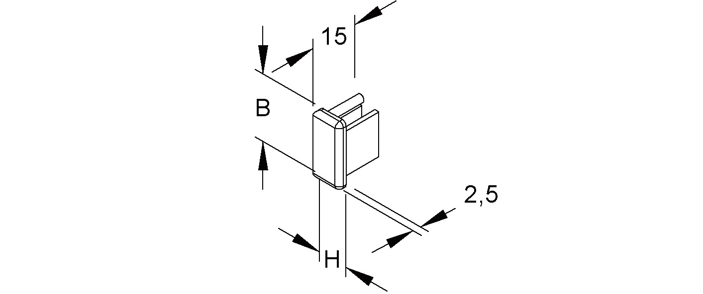 Endstück LF-K 21,5x9,5mm li/re Kst rws RAL9010 unbeh