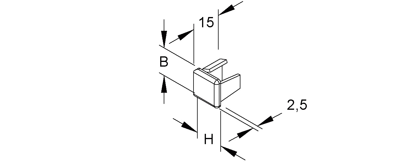 Endstück LF-K 15x15mm li/re Kst rws RAL9010 unbeh