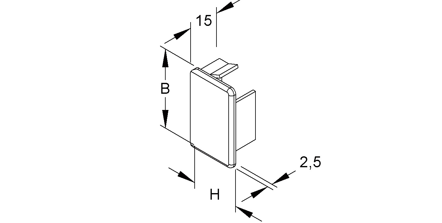 Endstück LF-K 40x24mm li/re Kst rws RAL9010 unbeh