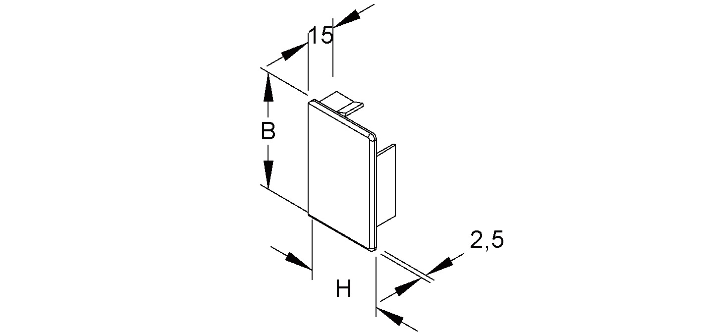 Endstück LF-K 38x40mm li/re Kst rws RAL9010 unbeh