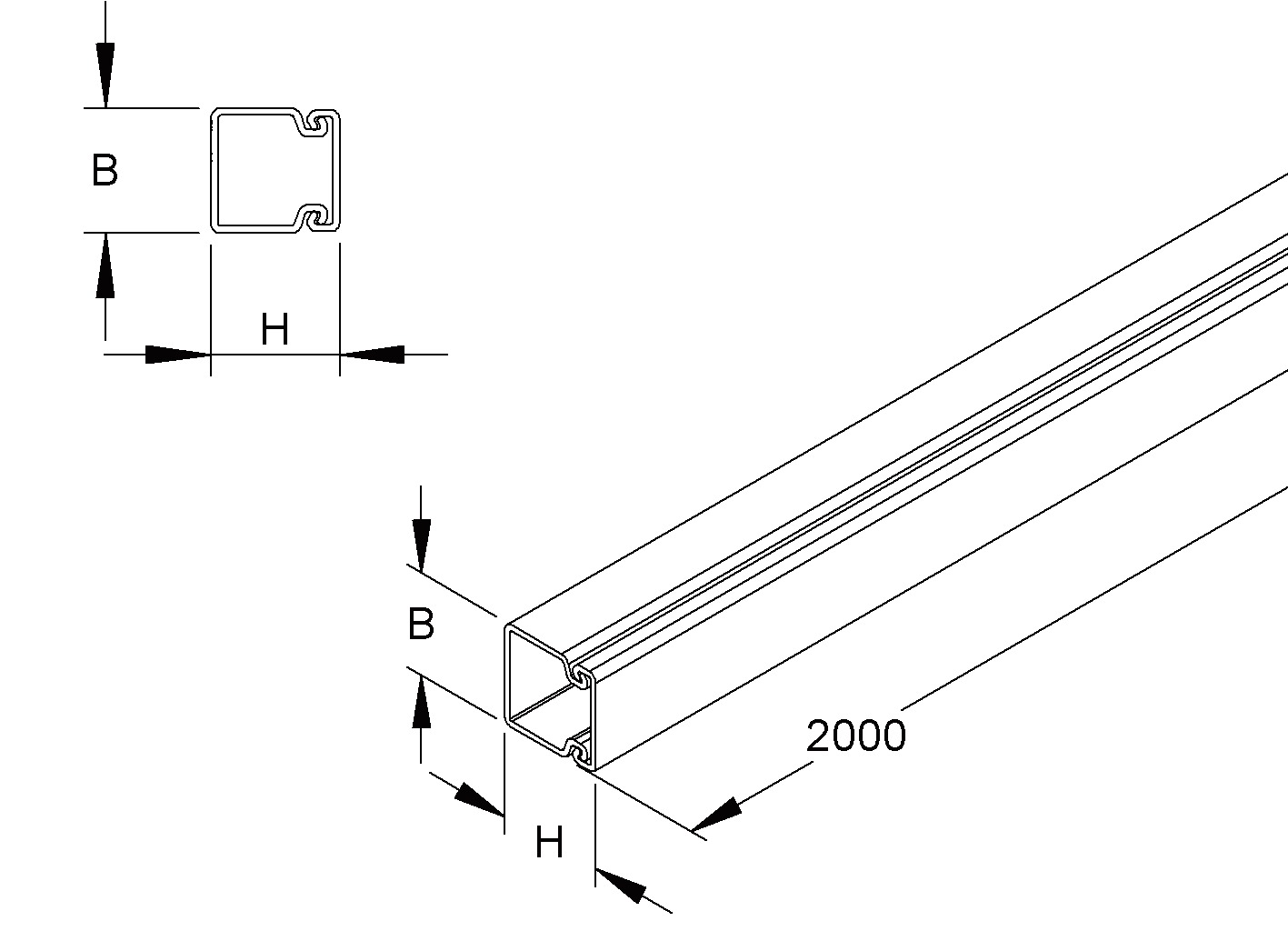 Leitungsführungskanal Kst 18x17,5x2000mm cws unbeh LF-K 190qmm RAL9001