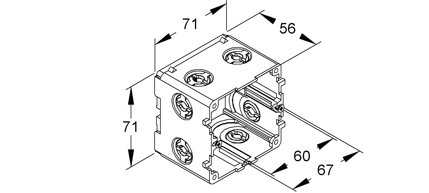 Geräteeinbaudose GEB-K 1f Rückwand Datentech 60/67,5mm schraub geschl