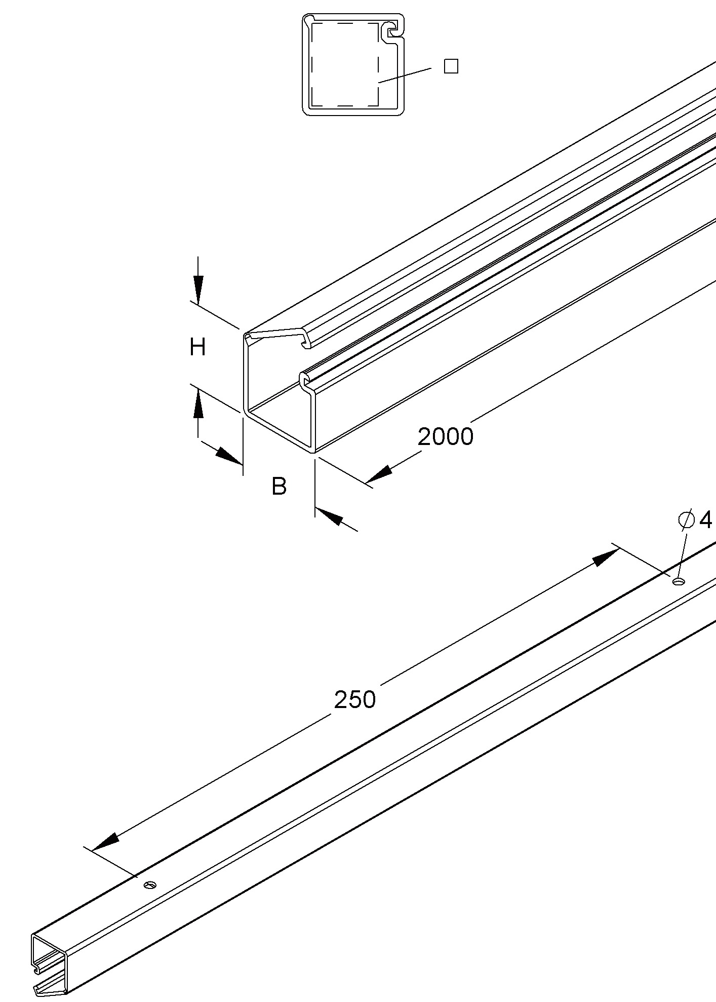 Leitungsführungskanal Kst 4,6x9x2000mm rws unbeh LF-K 15,4qmm RAL9010