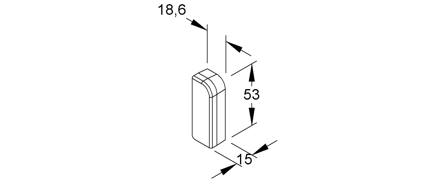 Endstück SL-K 53mm li rws RAL9010