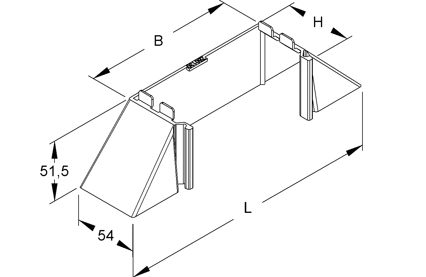 Abzweigstück LF-K cws 60x107mm Kst unbeh RAL9001