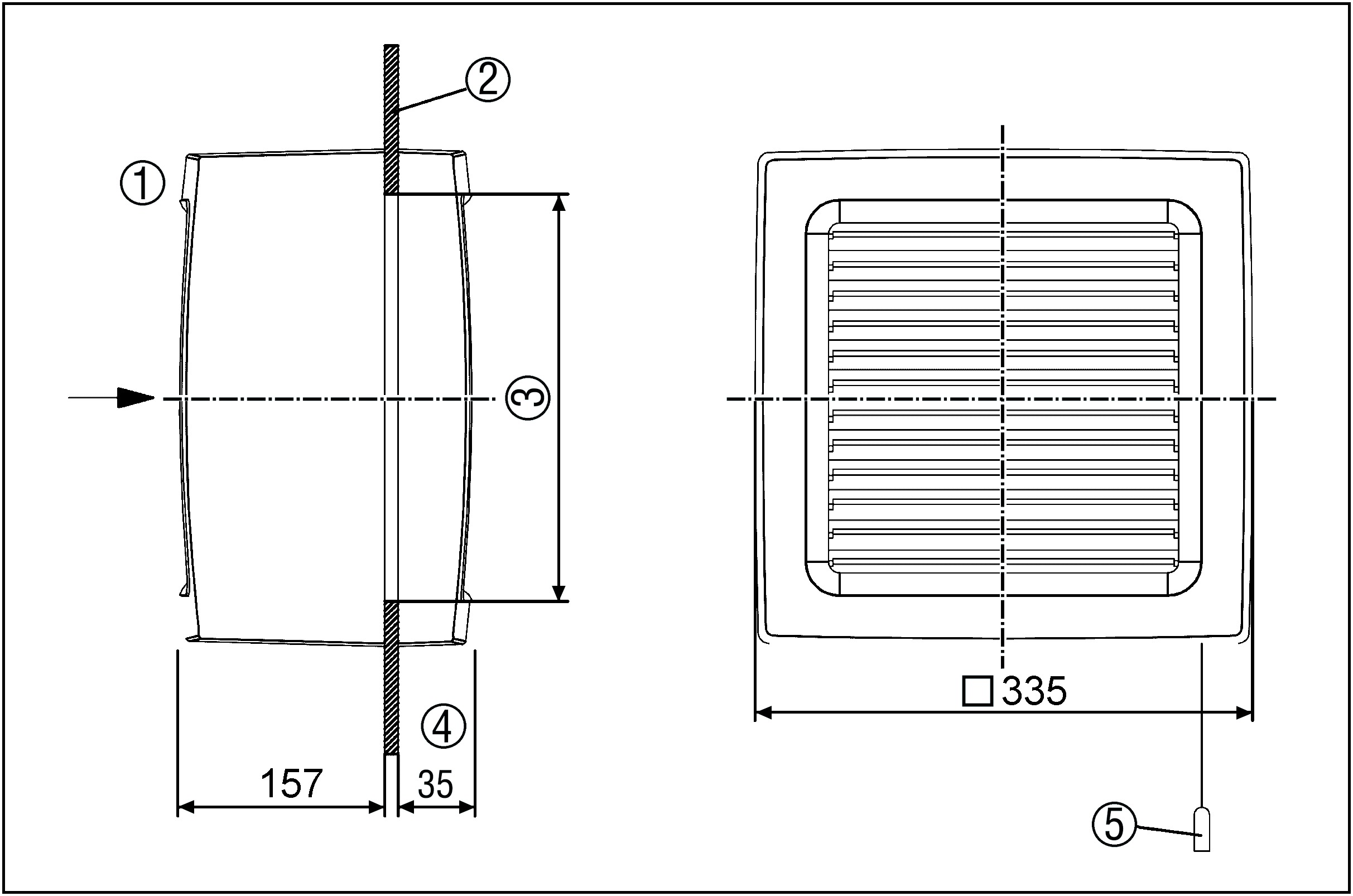 Fensterventilator Ø225mm 230V 490cbm/h selbsttätØ225mm Entlüft Kst 1160Upm ws