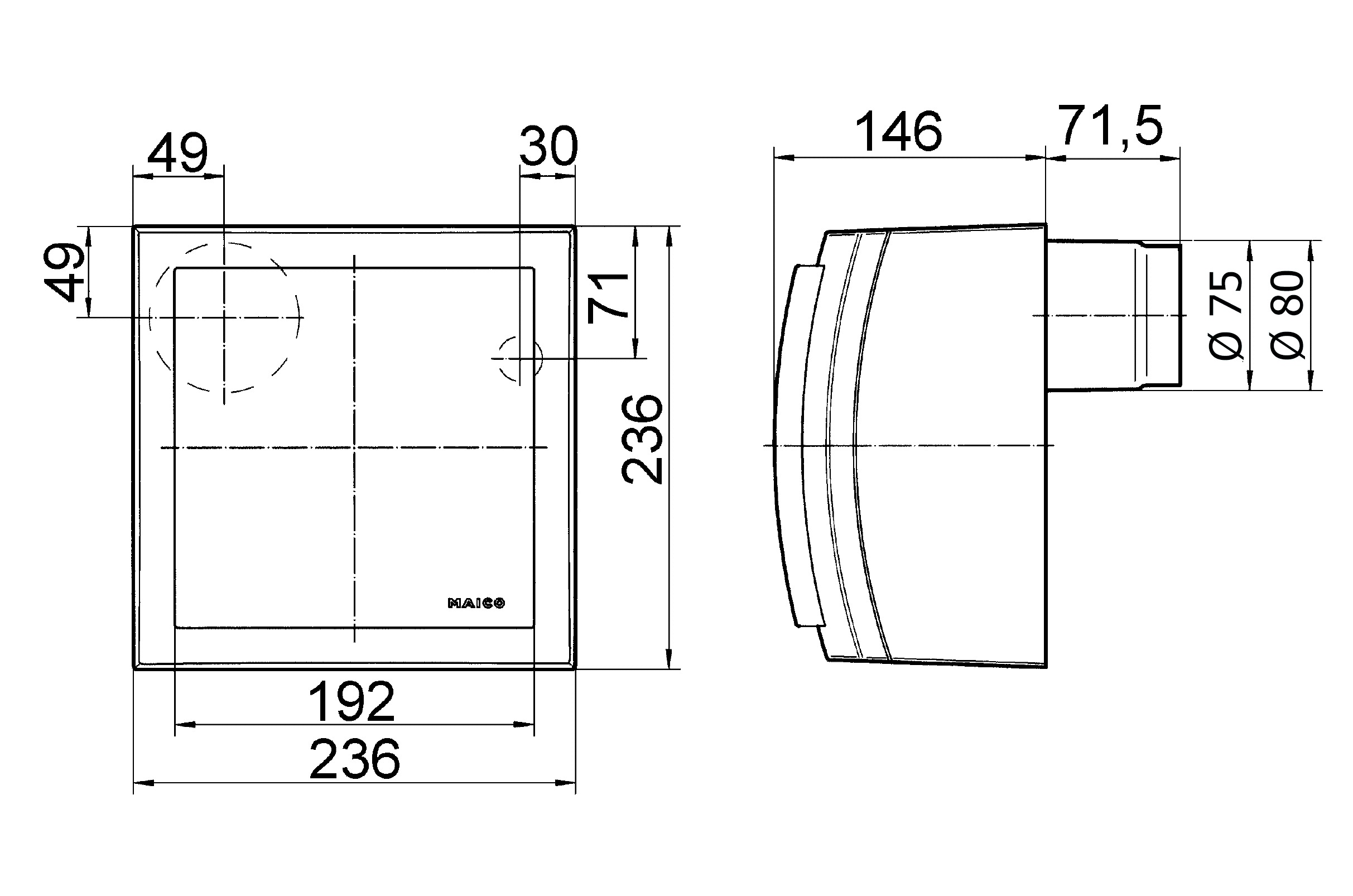 Bad-/Küchenventilator Ø80mm 230V AP ws 100cbm/h m.Grundlastschalt 40°C 50Hz