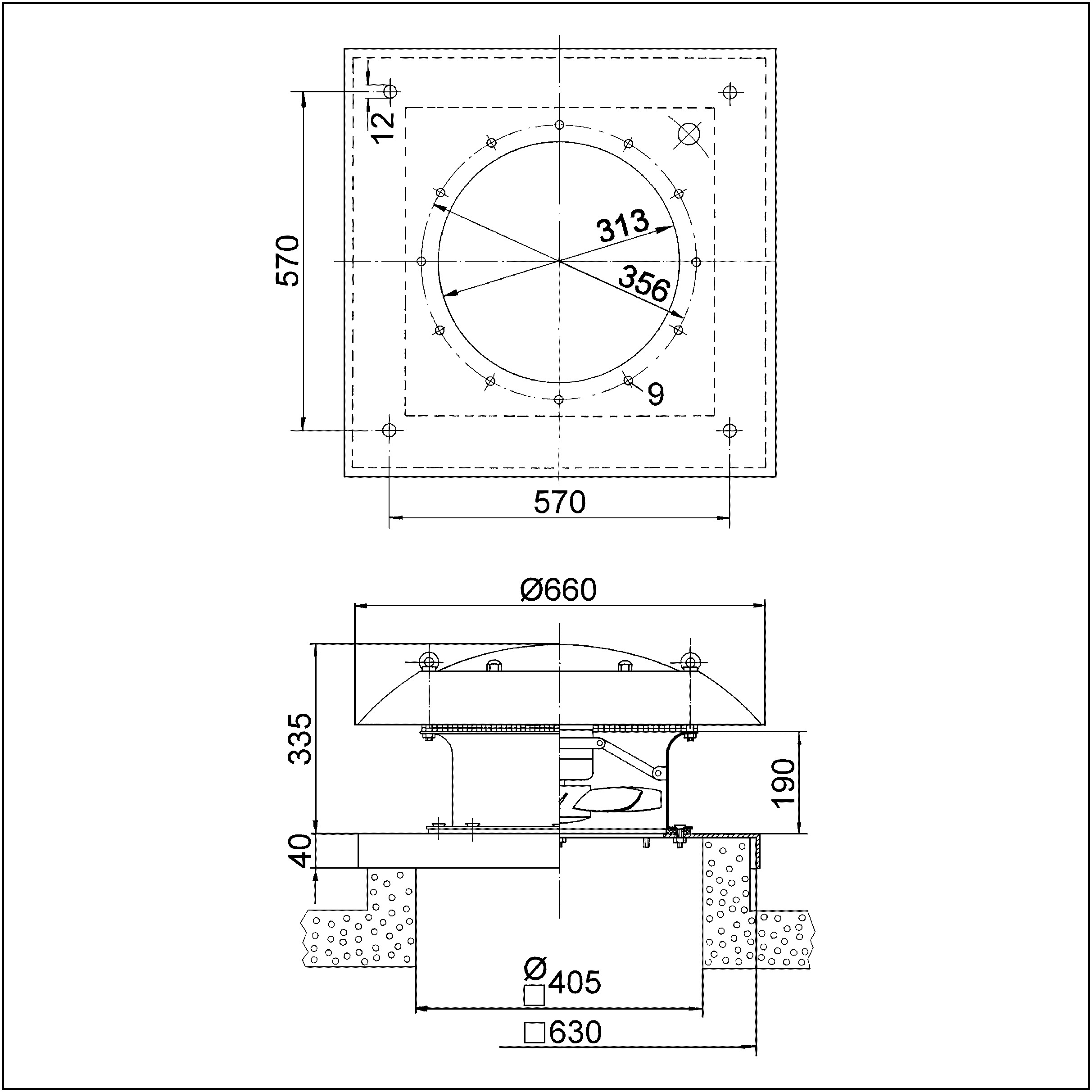 Dachventilator Ø300mm Axial 230V 60°C vz 880cbm/h 65W Stahlbl IP55 50Hz