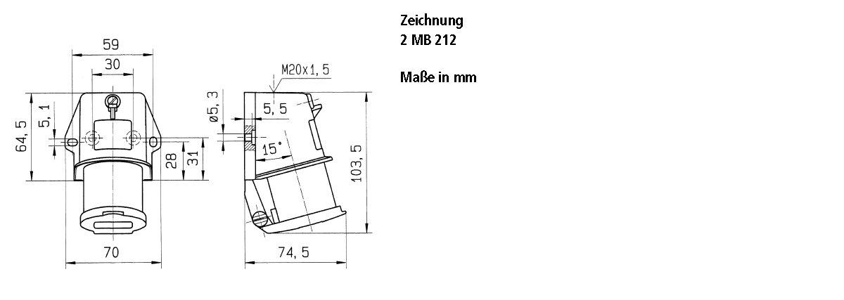 CEE-Aufbaugerätestecker 3p 16A 16A IP44 230V/bl 6h Schraubkl rechtw Kst