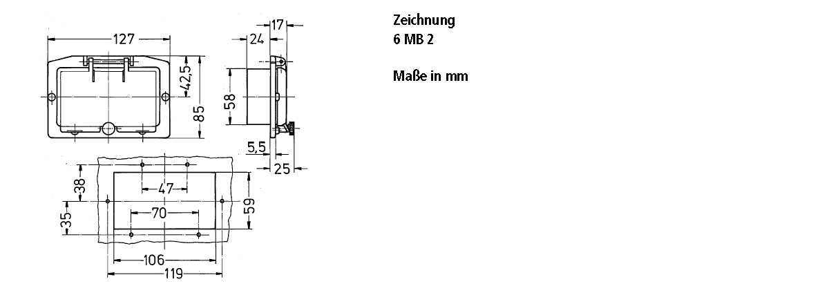 Sichtfenster 85x127x17mm