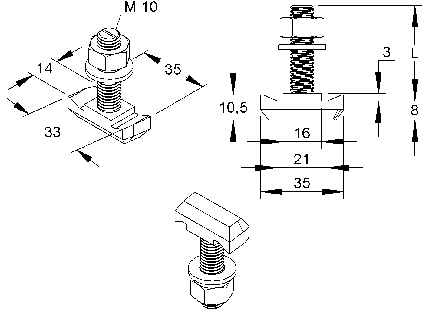 Maschinenschraube/Bolzen M10x40mm 4.8 m.Mutter Mit Unterlegscheibe g/vz