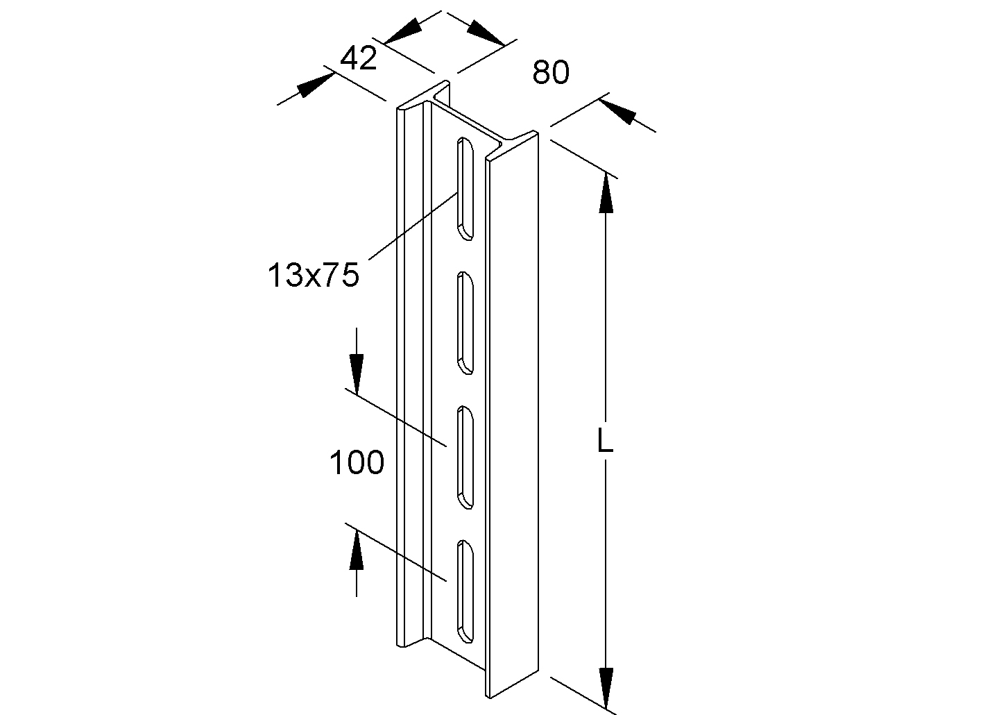 I-Profil, DIN 1025, 80x42 ST 200x42x80mm 75mm D4mm Steg_gel