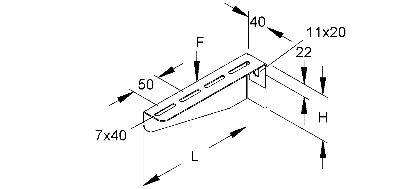 Wand/Stielausleger 50-100x60mm 110mm ST