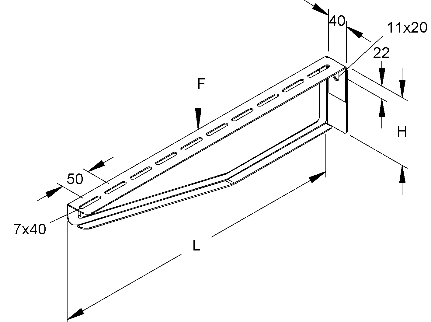 Wand/Stielausleger 50-500x115mm 510mm ST 1200N