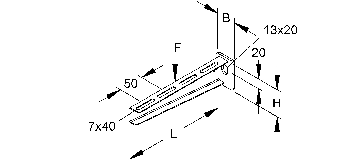 Wand/Stielausleger 50-100x45mm 110mm ST 2500N f.Funktionserh