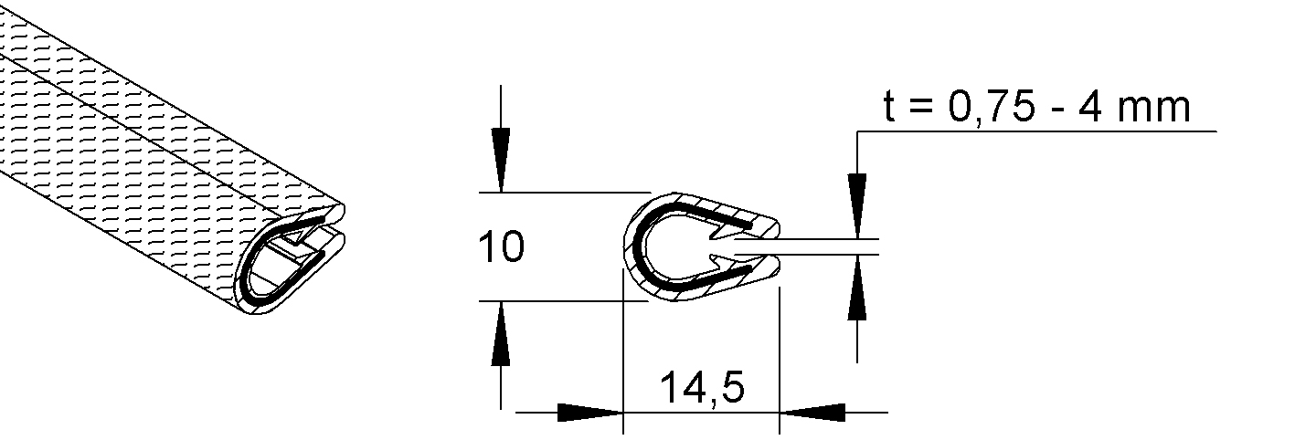 Kantenschutz Kst sw 14,5x10mm 10000mm uni