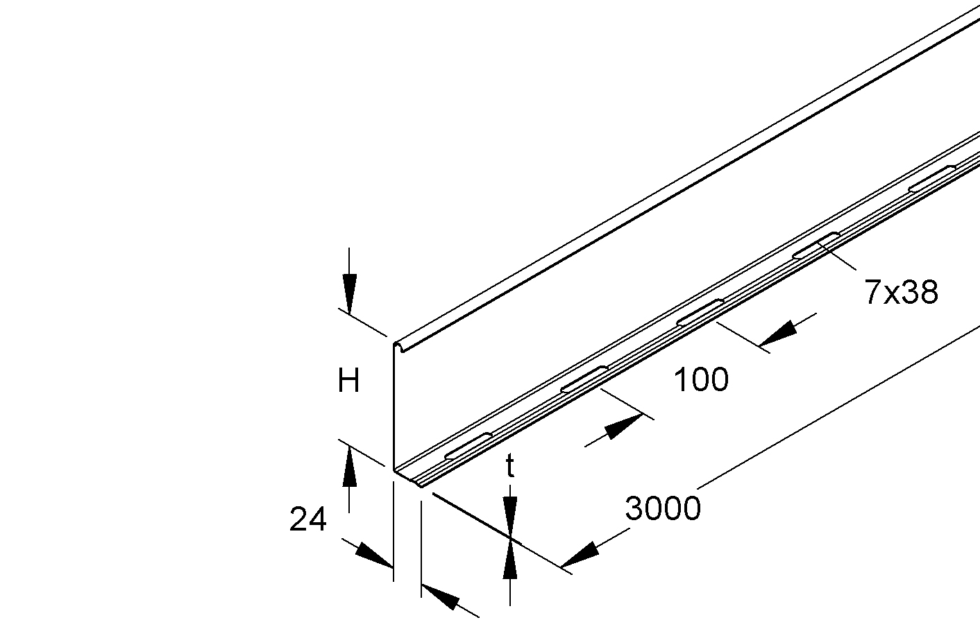 Trennsteg 98x3000mm Kabelleiter schraub Kabelrinne Geeignet für Kabelleiter ST