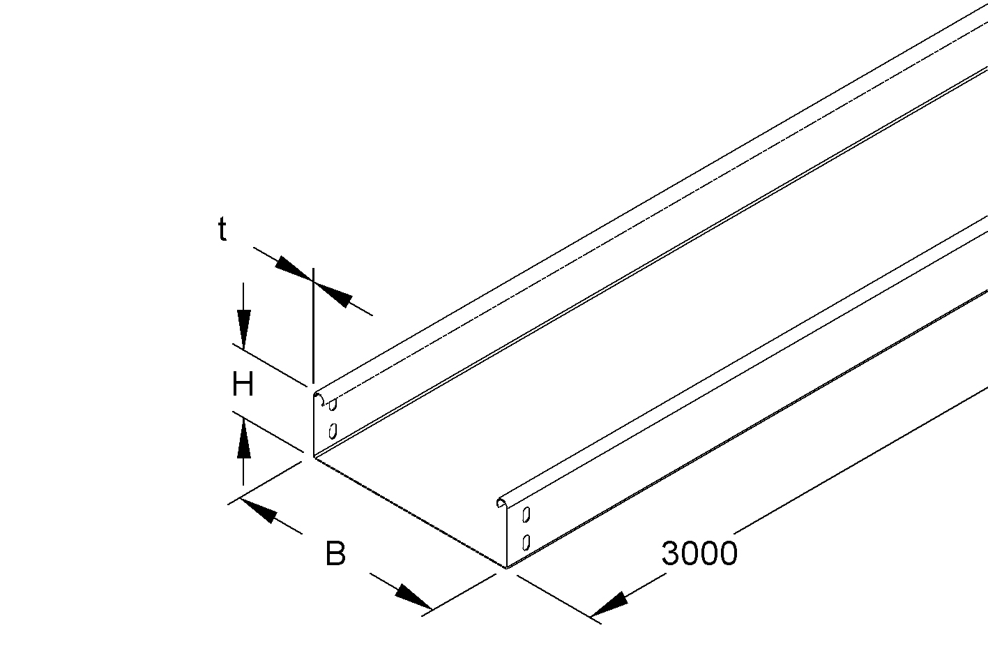 Kabelrinne V2A 60x100x0,8mm mitgel.Verb Rinne Edelstahl (V2A) 3000mm 5980qmm