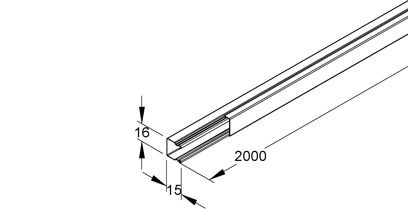 Leitungsführungskanal ST 16x16x2000mm rws vz hfr LF-K 225qmm RAL9010