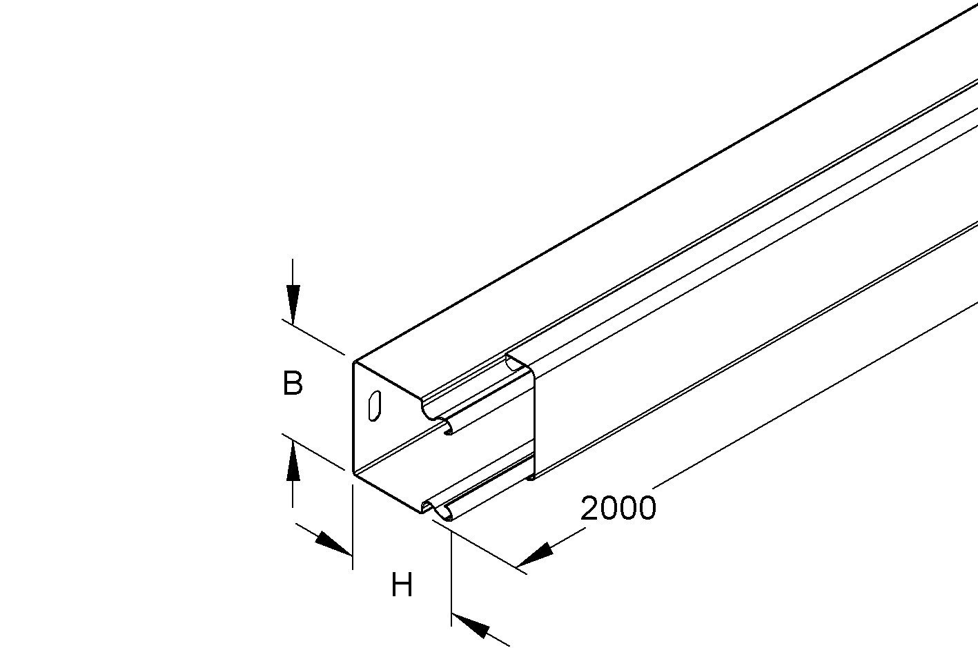 Leitungsführungskanal ST 40x40x2000mm natur vz LF-K hfr 1214qmm