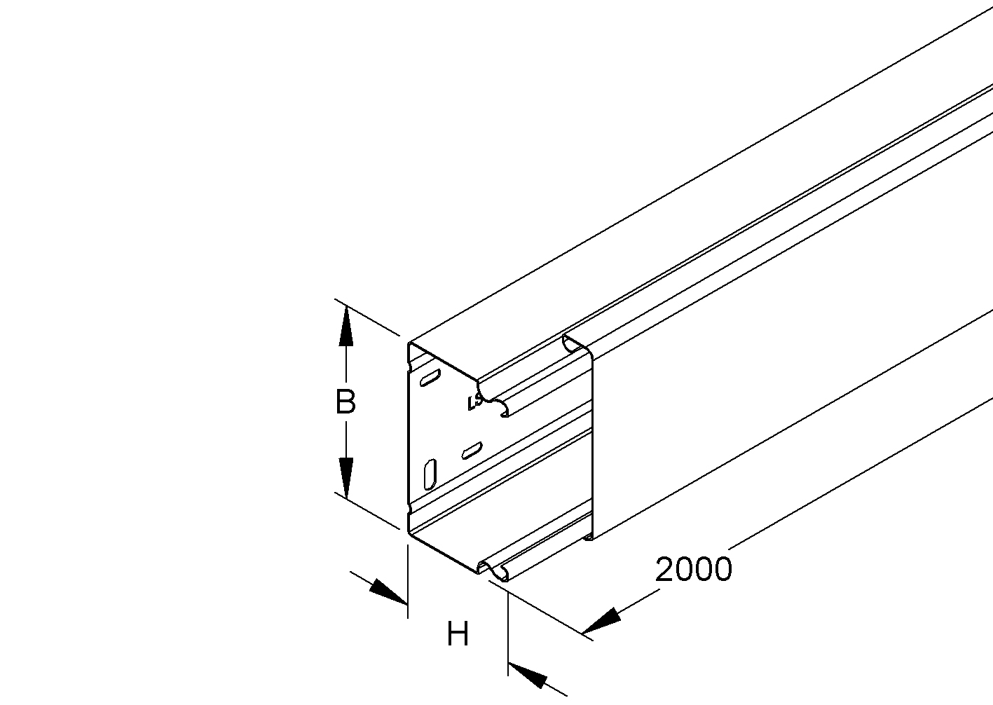 Leitungsführungskanal ST 60x100x2000mm natur vz LF-K hfr f.Funktionserh 5455qmm