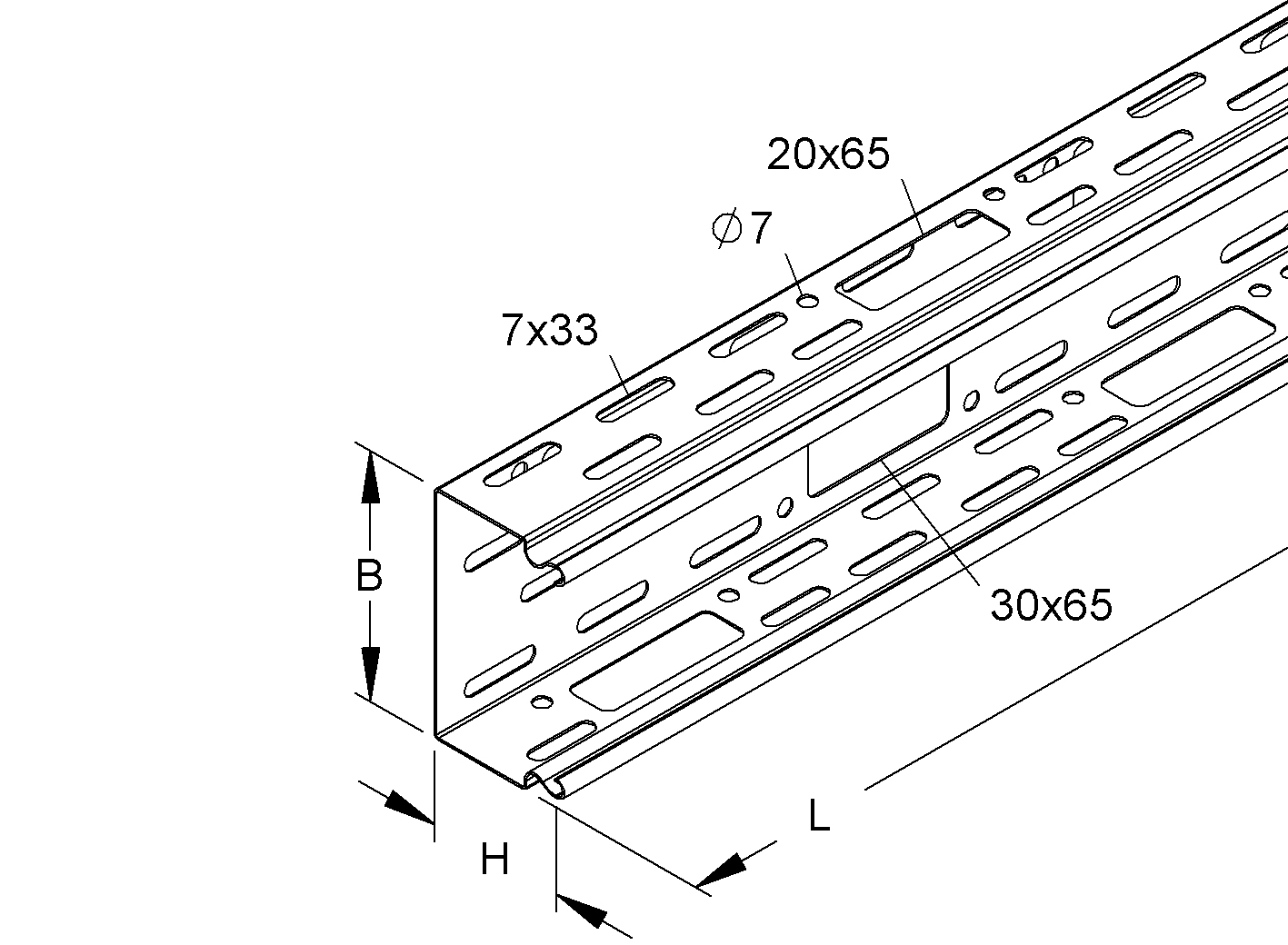 Leitungsführungskanal ST 60x100x2000mm vz hfr LF-K 5455qmm