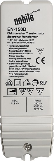Sicherheitstrafo 50-150W 11,8V ws 127x42x31mm elektr.Trafo