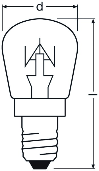 Röhrenlampe 25W kl E14 230V Ø26x57mm 109mA f.Kühlschrank