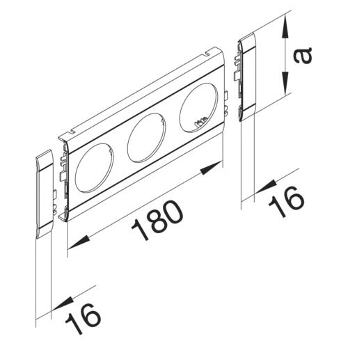 Geräteblende GEB-K 3f 80mm Kst alu hfr Kanalsteckd_3f