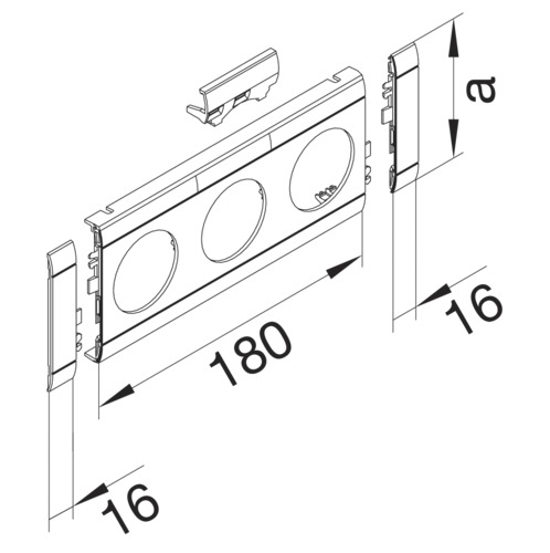 Geräteblende GEB-K 3f 80mm Kst lgr hfr Kanalsteckd_3f Mit Beschriftungsfeld