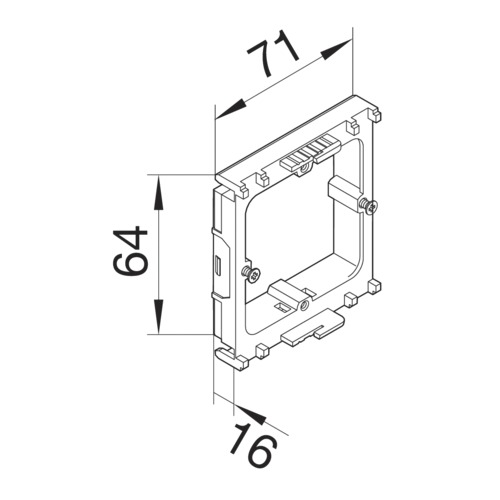 Geräteeinbaudose GEB-K 1f Front 83,5mm Tragring/bügel schraub offen