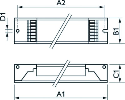 Vorschaltgerät 2x58W elektr f.T8 1-10V Dimmung 1-10 V 360x30mm