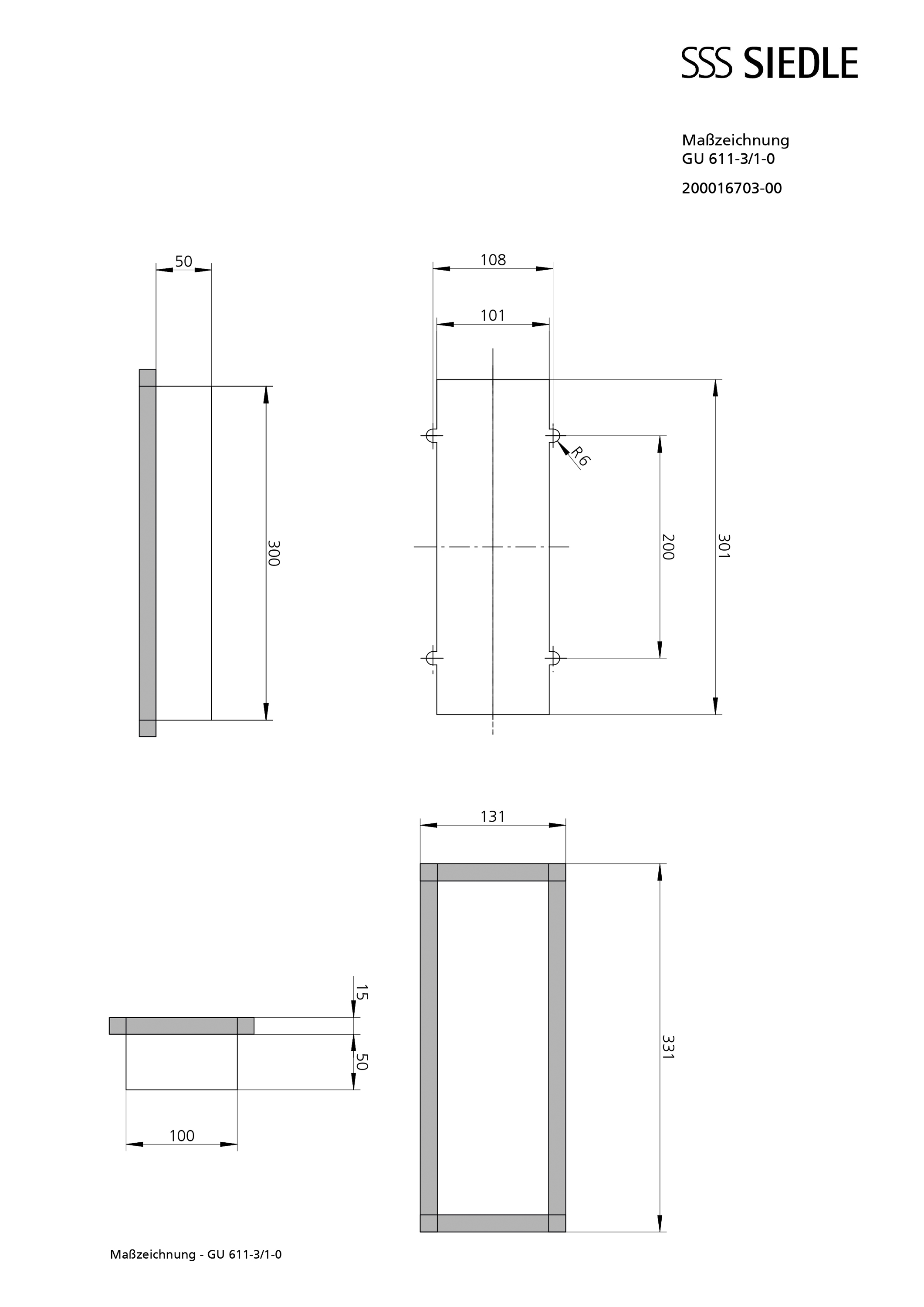 Gehäuse 3f UP gr Kst 100x300x50mm