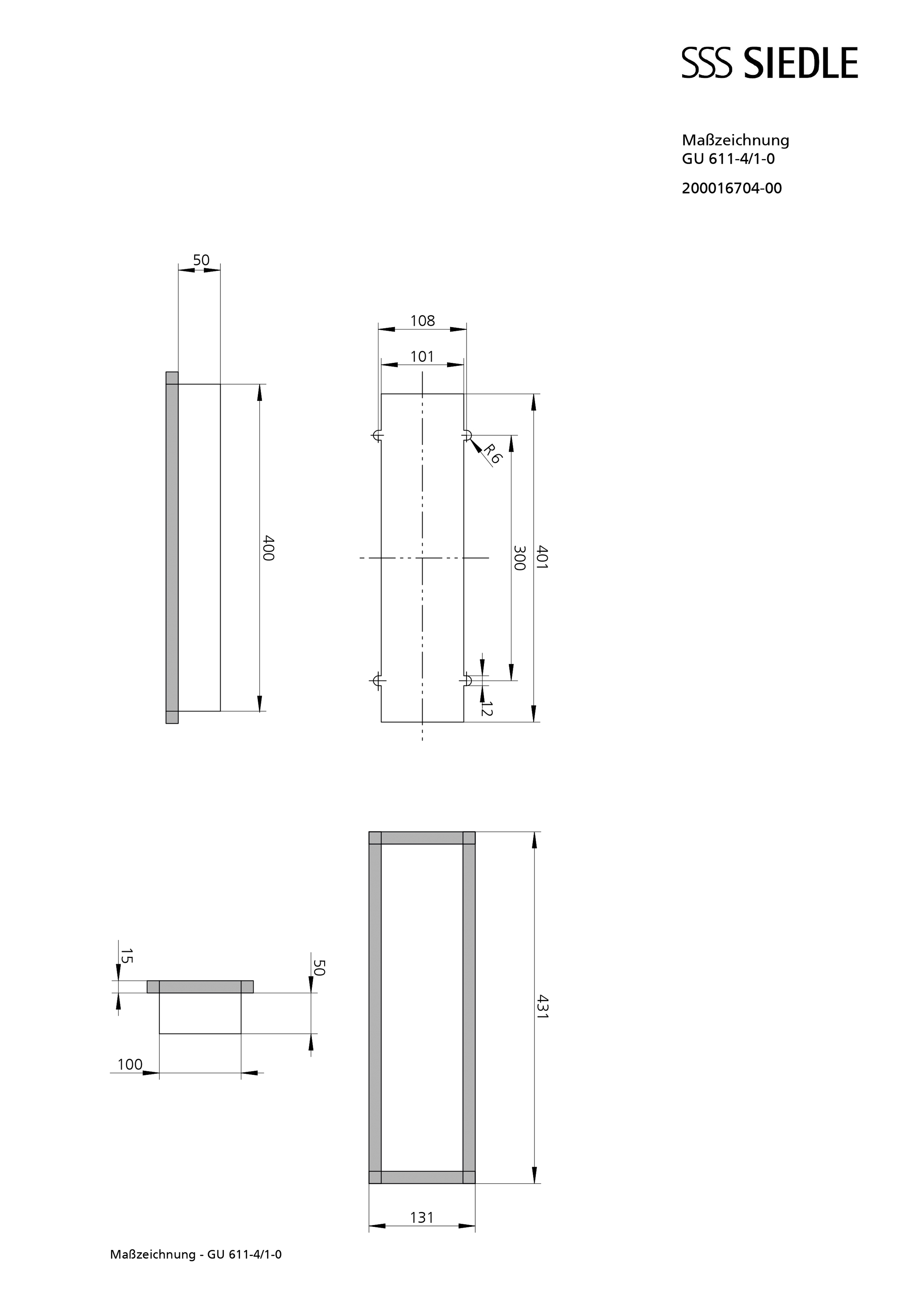 Gehäuse 4f UP gr Kst 100x400x50mm