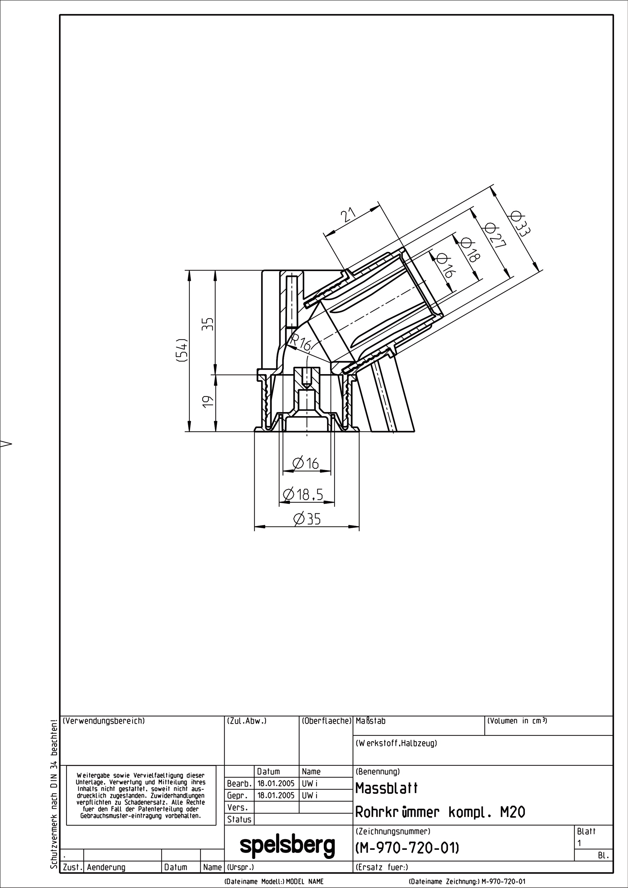 Gewindebogen Ø20mm Kst unbeh hfr Rohrbogen