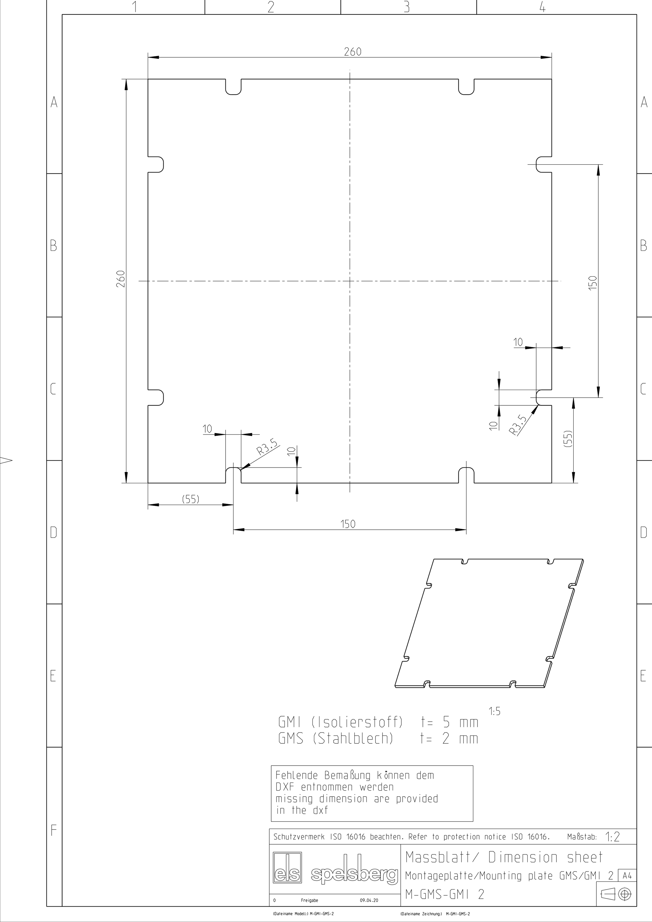 Montageplatte Verteiler ST lack Lochung 260x260mm