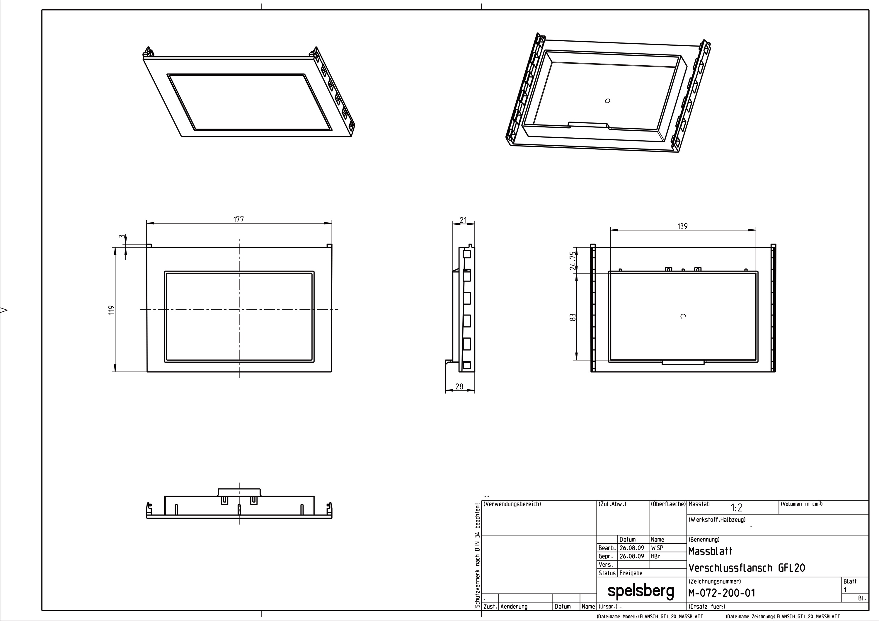 Einführungsflansch Kst 220x119mm blind unbeh