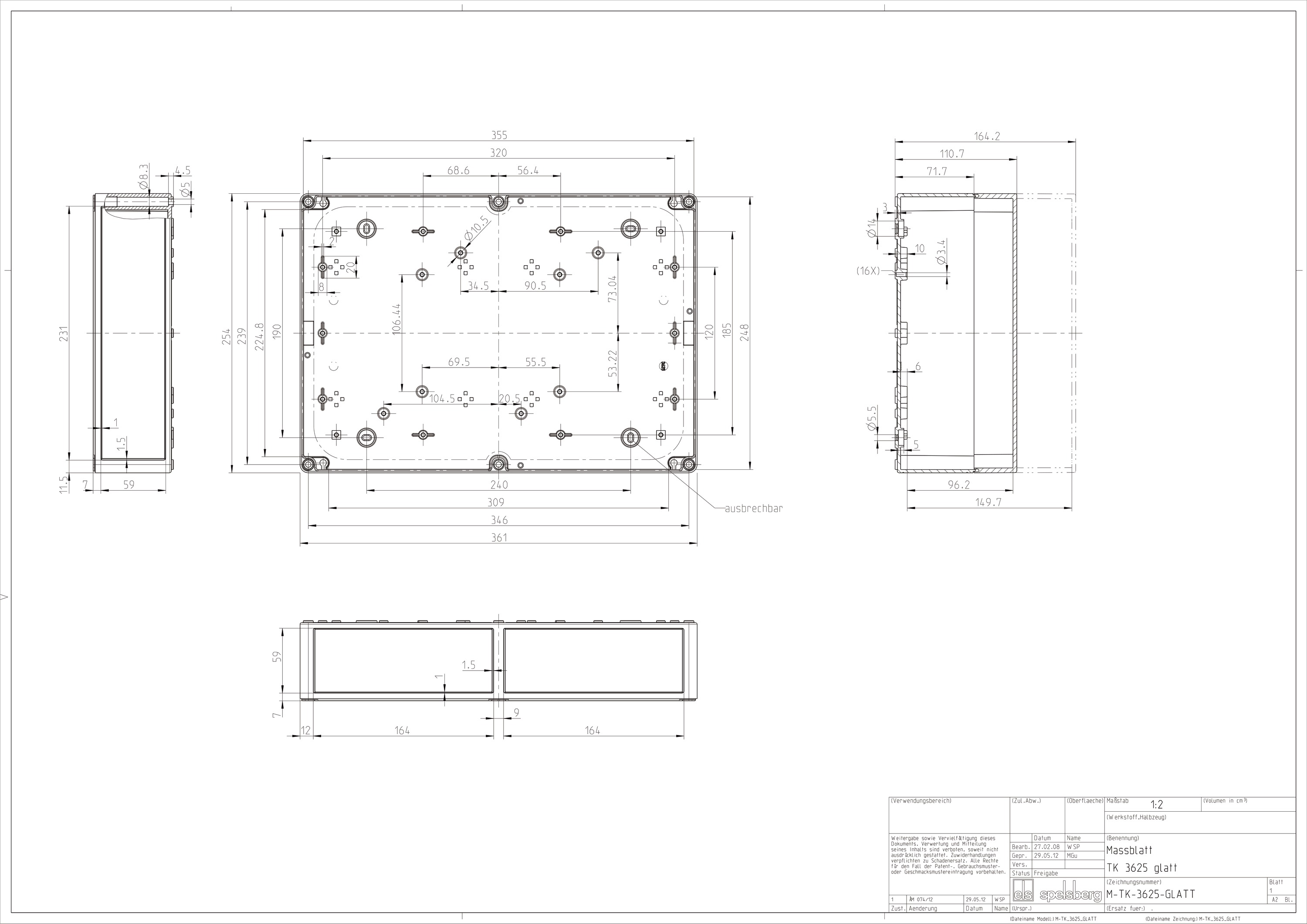 Leergehäuse Kst IP66 B254xH360xT111mm ET97mm geschl